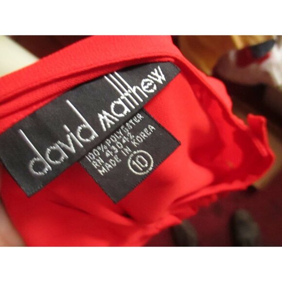 True Vintage David Matthew Red Pleated Button-Front Blouse Womens Size 10 - Picture 4 of 6